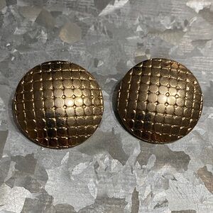 Round Textured Gold Button Earrings